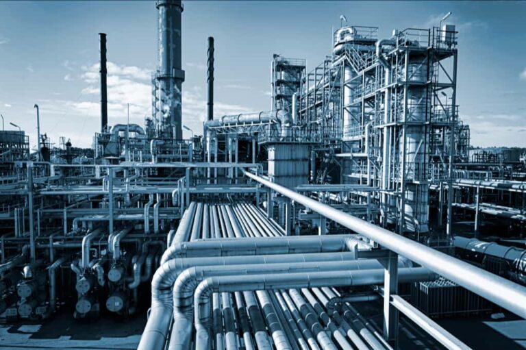 An oil refinery plant.